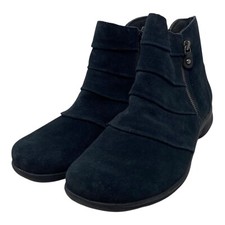 Clarks Collection Leather Ruched Chris Sway Ankle Boots Black Suede Size 11 M