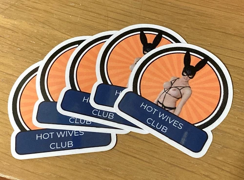 5 Hot Wives Club Stickers- Topless Bunny Girl 