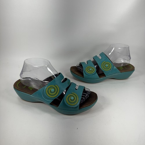 Dansko Dixie Teal & Green Leather Slides Sandals Women’s Size 39 / US 8.5 - 9 - Picture 2 of 12