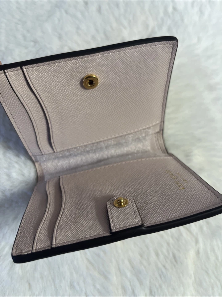 Cartera Kate Spade púrpura imitación perla adornada cuero saffiano doble pliegue rosa Foto 4 de 4