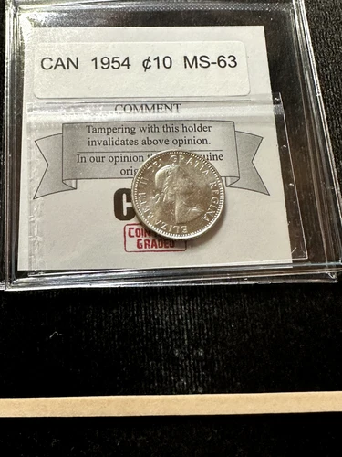 1954  Coin Mart Graded Canadian Ten ¢10 Cent**MS-63**