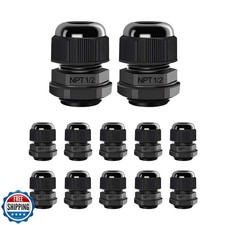 AIRIC 12 Pcs 1/2" NPT Cable Glands Nylon PA66, IP68 Waterproof Ad