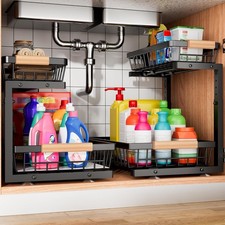 Under Sink Organizer 2 Pack 2 Tier Under Sink Organizers  Storage Slide Out