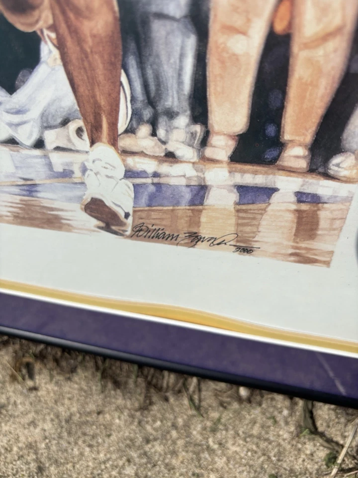 Kobe & Shaq O'Neal Lakers Enmarcado Color Pintado a Mano Por W ZAVALA 29" X 18 1/4" Foto 4 de 4