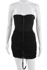 Pretty Little Thing Womens Strapless Corset Ruched Dress Black Size 2