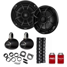 Wet Sounds Recon6-BG 6.5" Black Grill Marine Speakers with Kicker 12KMTES KMTAP