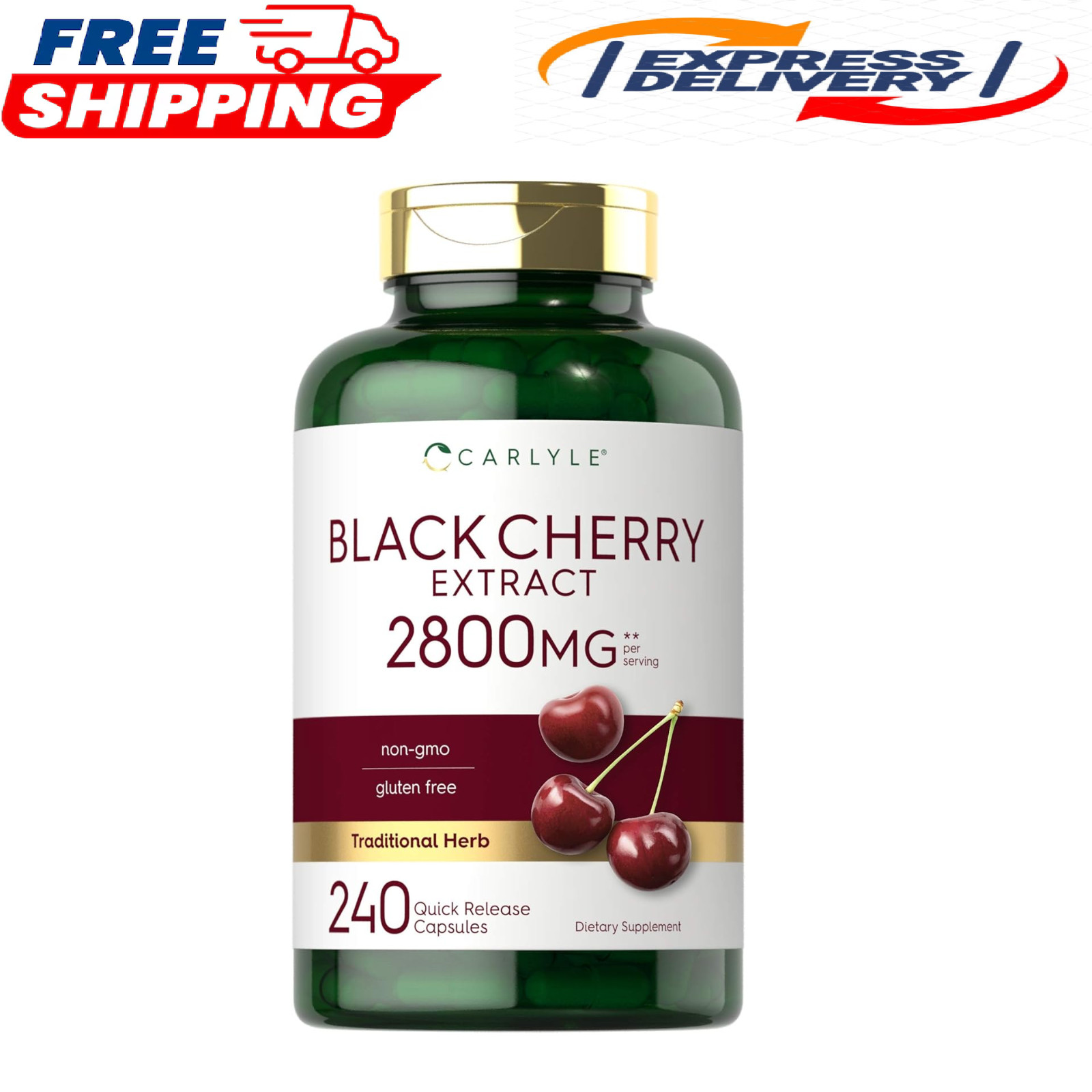 Carlyle Black Cherry Extract Concentrate 2800 mg | 240 Capsules | Non-GMO...