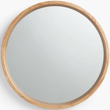 John Lewis Scandi 48.8cm Round Indoor Wall Mirror - Natural Oak (Scuffed)