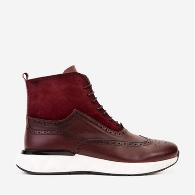 Vinci The Regent Burgundy Leather Wingtip Brogue Men Casual Boot