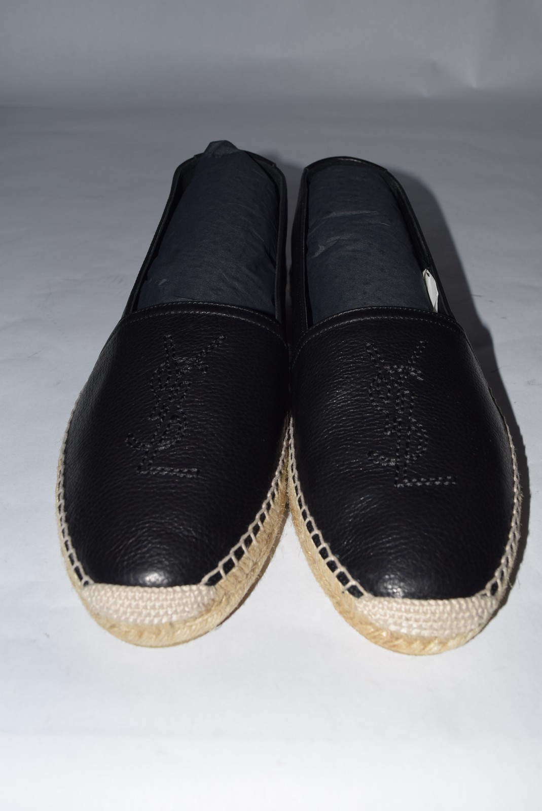 Scarpe espadrillas uomo YSL Saint Laurent logo pelle di agnello nere nuove con scatola taglia 44 11
