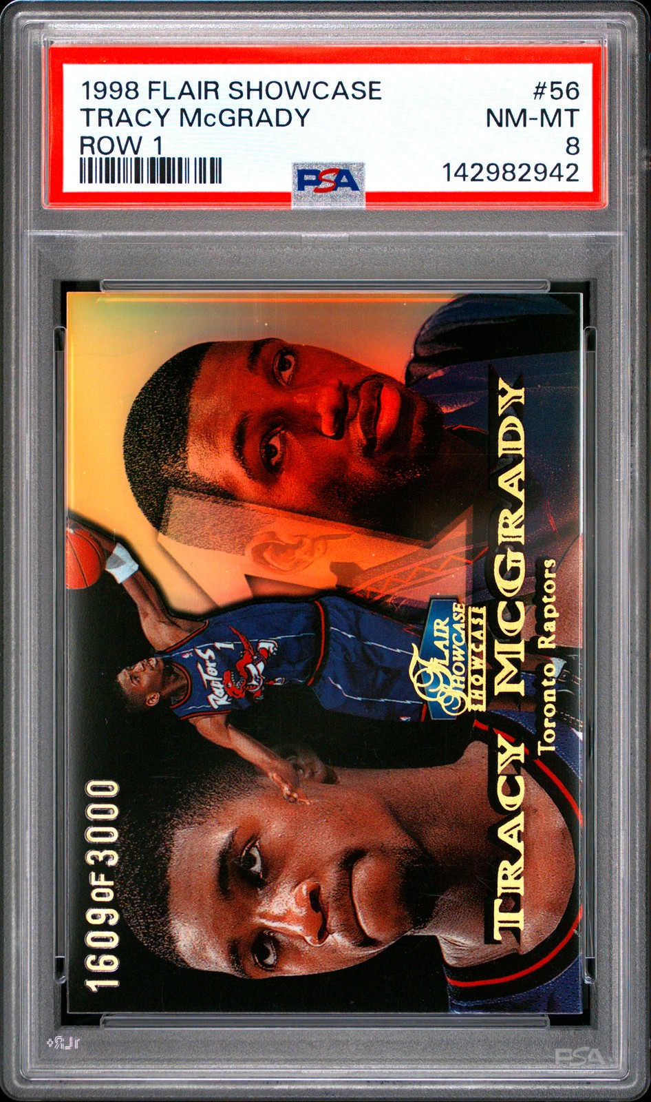 1998 FLAIR SHOWCASE ROW 1 #56 TRACY MCGRADY 1609/3000 PSA 8