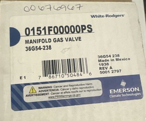 White Rodgers Emerson 36G54-238 0151F00000PS Manifold Gas Valve