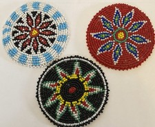3-New Beaded Native Style Rosette Craft Patch Non Native 3  Made in India