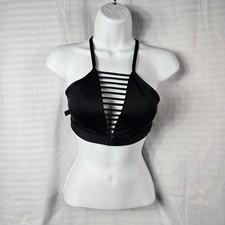 L'URV Australian Activewear Black Sports Bra Rose Gold Accents S