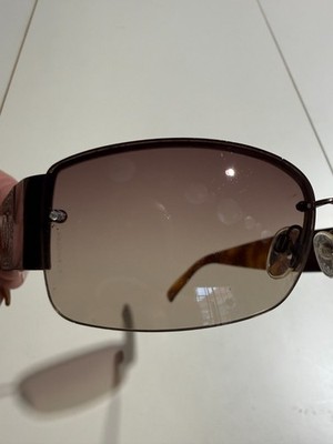 CHANEL サングラス 4117-B Chanel 4117-B Rhinestone CC Brown Gradient Shield Sunglasses | eBay