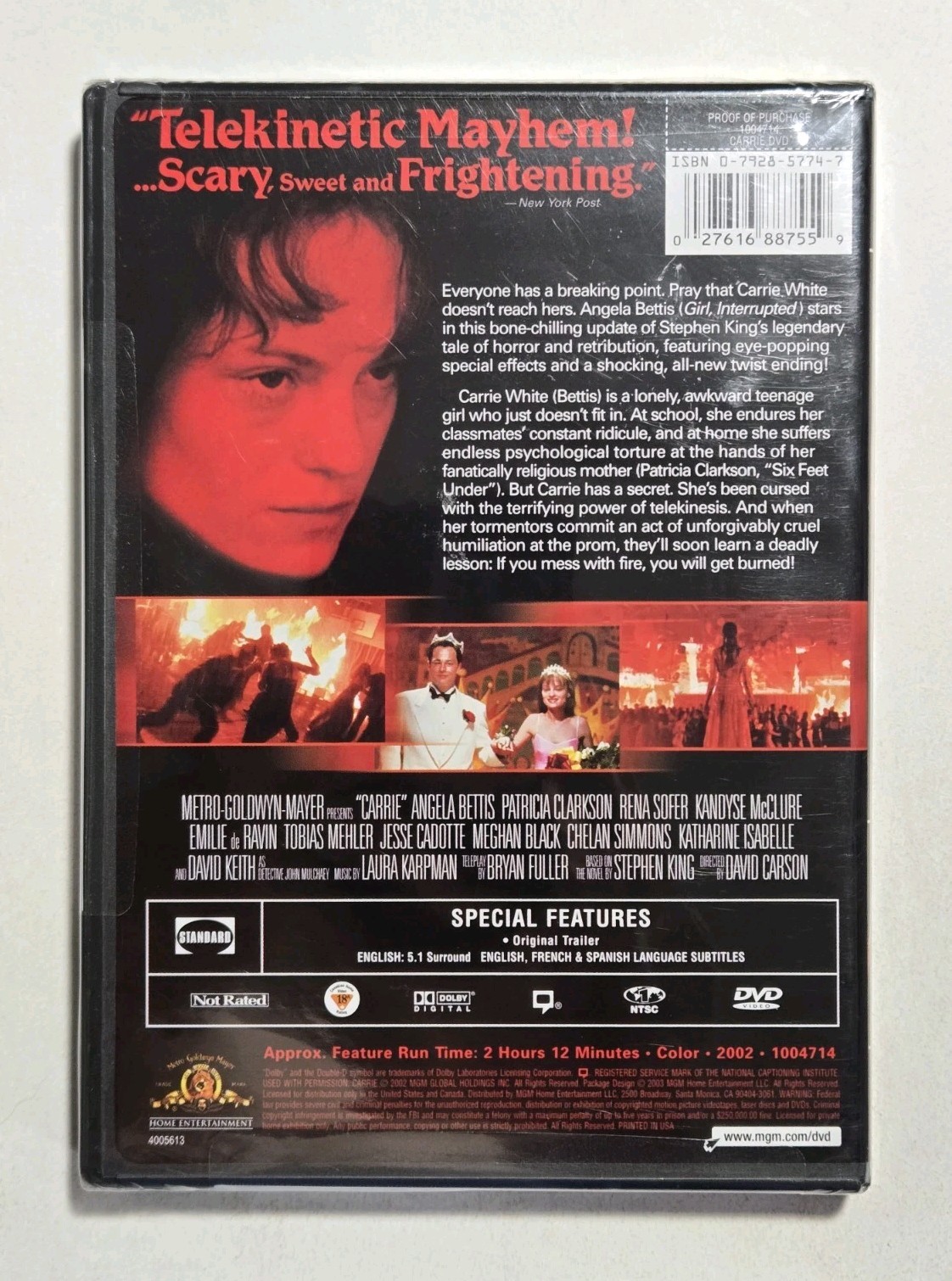 Carrie DVD REGION 1 (2003) -- NEW! SEALED!!