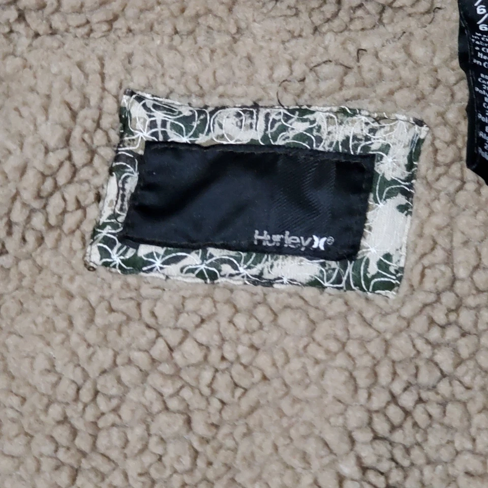 Hurley Boy's Sz 6 Hoodie Jacket Sherpa Lined Brown - Image 3 of 4