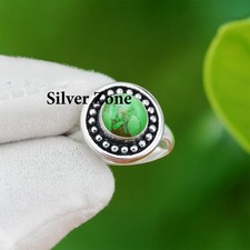 Green Copper Turquoise Gemstone 925 Sterling Silver Handmade Ring Size 5 to 13