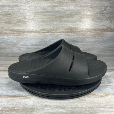 Oofos OOahh Mens Black Rubber Recovery Comfort Slide Sandals  display picture 3