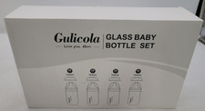 Gulicola Natural Glass Pink Baby Bottle 4 Pack Breastfeeding Set