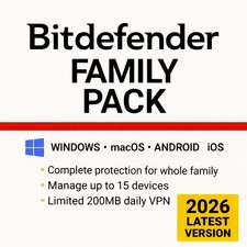 Bitdefender Family Pack 1-3 Years 15 Devices Windows, MAC, Android 