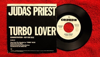 JUDAS PRIEST    TURBO LOVER     1986 PROMO ONLY 45 WITH PICTURE SLEEVE