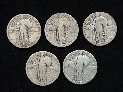 Group of 5 Standing Liberty Silver Quarters Mixed Conditions NICE! #1