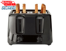 4-Slice Toaster Black with 6 Shade Settings and Removable Crumb Tray