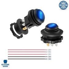 2-pack Waterproof 12v Blue Led Rocker Toggle Switch For Marine Automotive