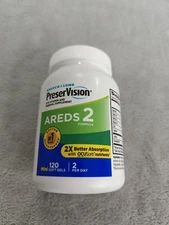 NEW Bausch + Lomb Preservision Areds 2 Eye Vitamin 120 Mini Soft Gels Exp 2/2027