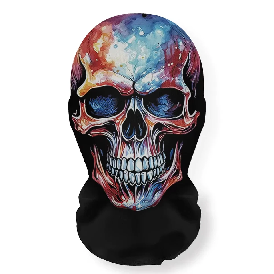 Máscara de esqueleto de Halloween malla elástica capucha fiesta de miedo juegos con disfraces utilería transpirable Fa Foto 4 de 4