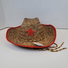 Vintage Children's Western Straw Costume Cowboy/Cowgirl Sheriff Hat with Star