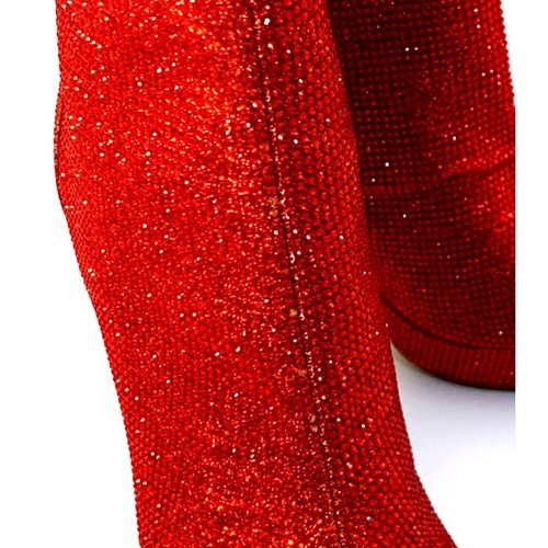Women's Platform Dress Booties - Size 7M - Red Rhinestones - New In Box - Picture 9 of 10