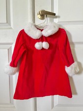 Girls Christmas Costume Xmas Party Mrs Santa Claus Velvet Dress Outfit