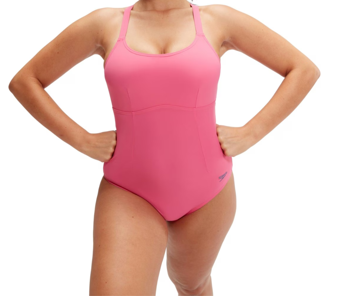 Size 10 (34)  Speedo Shaping Crossback One Piece Swimsuit in Pink