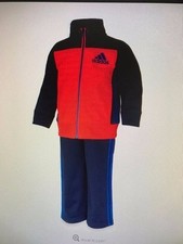 ADIDAS NWT 2PC Boy Jacket Zip Top Pant Track Suit Warm Up Blue 3 6 9 12 18 24 2T