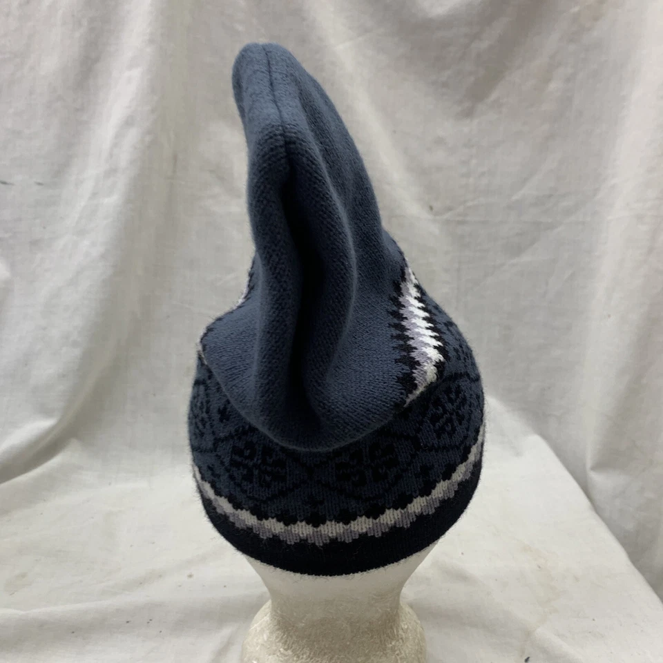 vintage stocking hat 1970 1980s ski retro tuque beanie Snowflake Gray Black Whit - Image 4 of 4