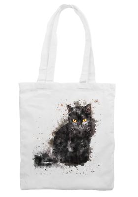 Schwarze Katze Zeichnung Schulter Einkaufstasche