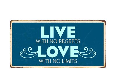 2233HS Live With No Regrets Love With No Limits 5''x10'' Novelty Sign