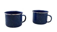2-Pack 16oz Blue Enamel Camping Mug – Coffee, Soup, Kitchen Outdoor Travel Cup
