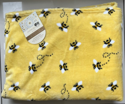 Tk Maxx gelb Fleece Überwurf Hummel Bienen Druck weich Plüsch OVERSIZED Cynthia R