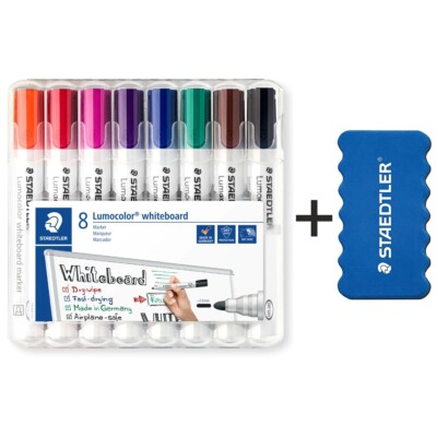 STAEDTLER Whiteboardmarker Lumocolor 351 2mm 8 Farben + Löscher GRATIS