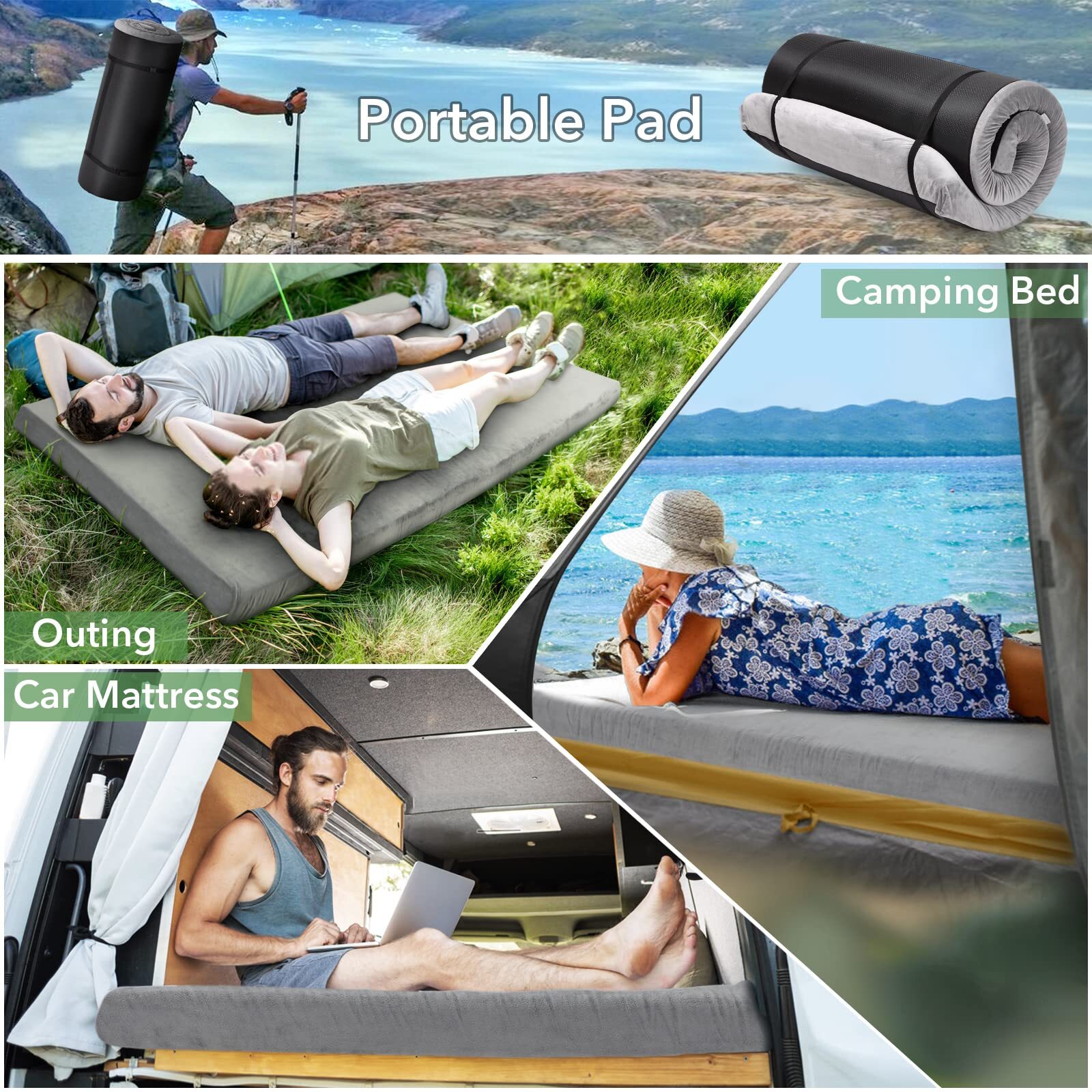 Roll Up Foam Mattress Camping Car Mattress 3 inch Portable Sleeping Pad