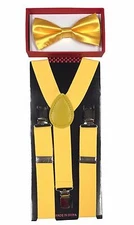 Simple & Elegant Suspender and Bow Tie Set for Boys Girls Children Neon Yellow