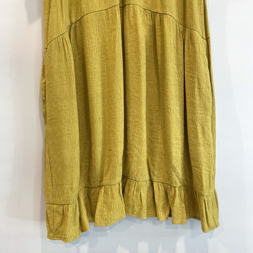 PINCH Women’s M Sleeveless Ruffle Trim Lightweight Dress Mustard Green - Picture 4 of 10
