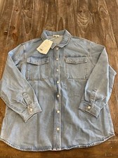 Sézane Raphael Jacket Denim Button Front Light Blue Nwt Us Size 12