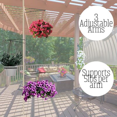 Spring Tension Rod Indoor Plant Pole With 3 Adjustable Arms for sale online  | eBay