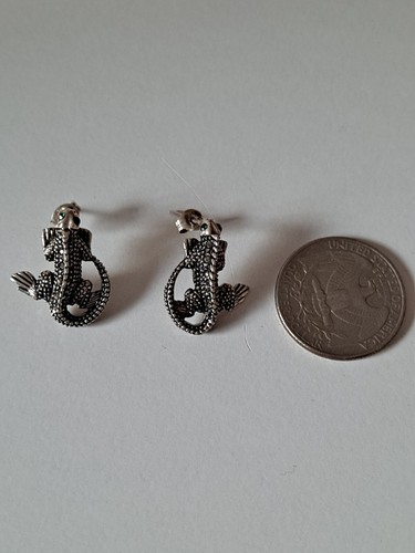 925 Sterling Silver Ring & earrings Marcasite mexico 3D Iguana Lizard - Picture 4 of 18