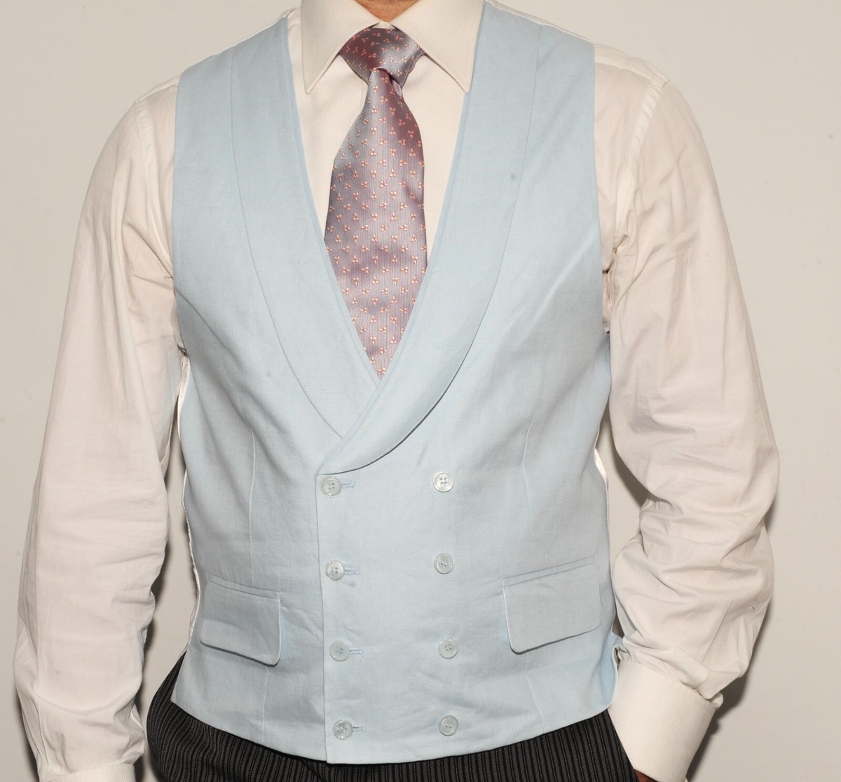 Shawl Lapel Waistcoat Duck Egg Blue Double Breasted Waistcoat NEW