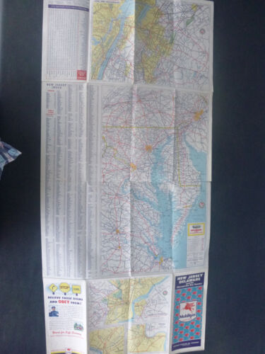 1941 New Jersey Delaware road map Mobil Socony Vacuum oil gas Chesapeake Bay - Picture 4 of 4